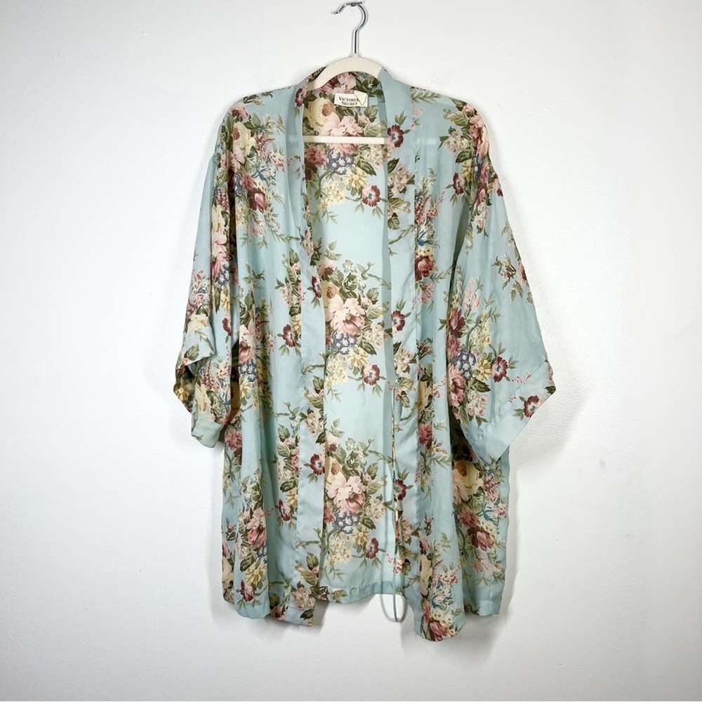 VINTAGE Victoria’s Secret Gold Label Floral Lingerie Robe Duster Kimono 90s M